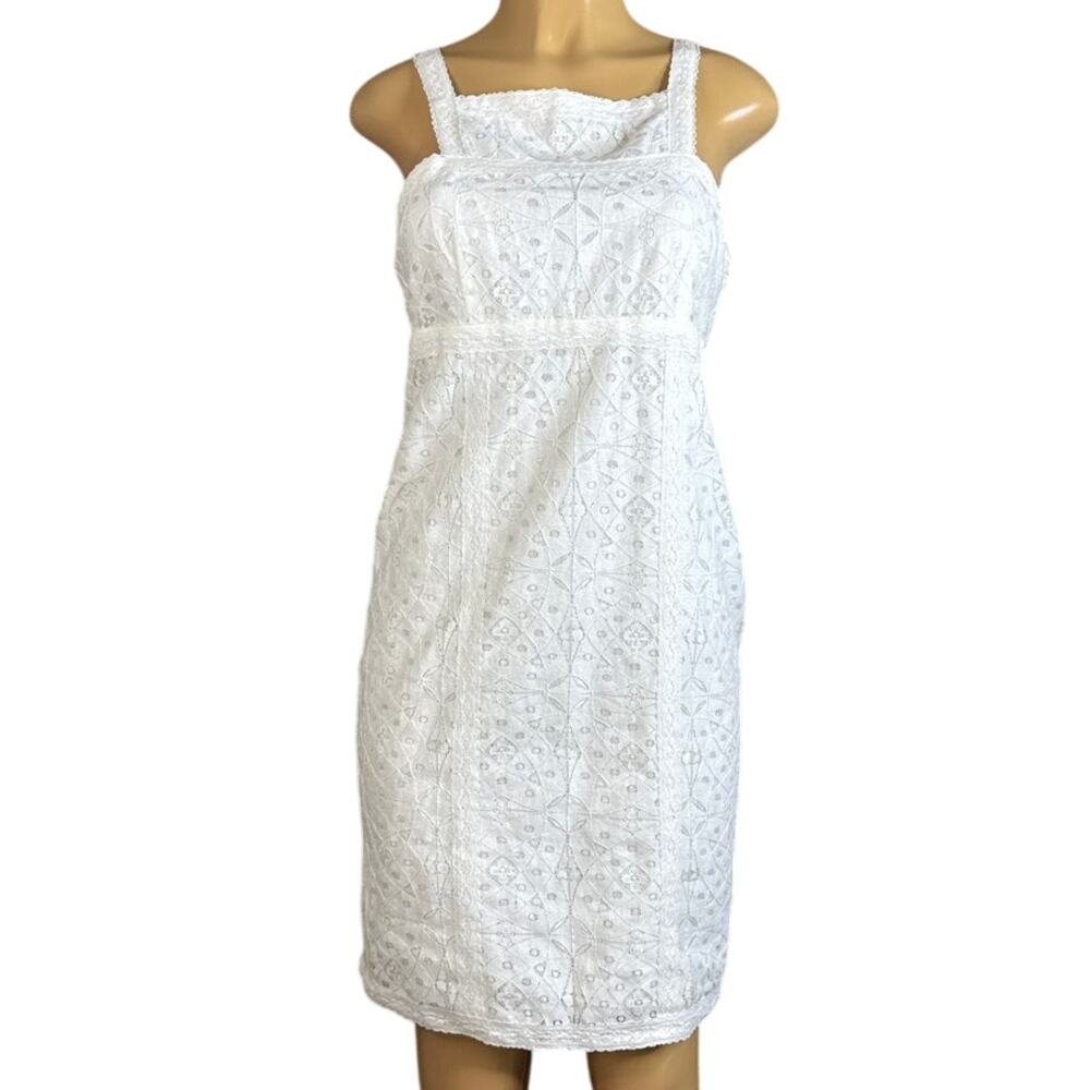 Max Studio MSSP Ivory Lace Sleeveless Dress Square Neck Size Medium NWT